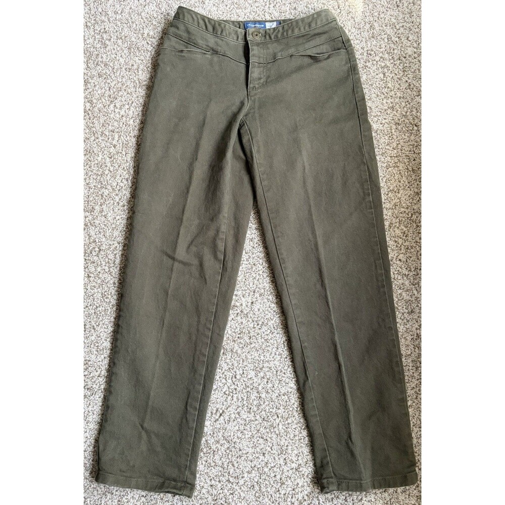 Women's Liz Claiborne Olive Green Slim Leg Pants, Size 4P
